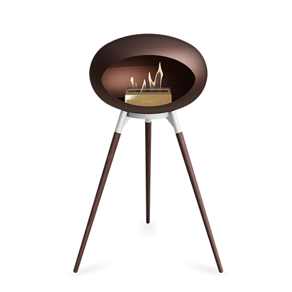 Le Feu Ground Wood High i mocca - Røget eg ben - Hvid stel - Rose gold brænder.