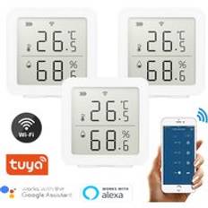 Tuya wifi termometer digital lcd display sensor smart temperatur fuktighet hygrometer digital app kontroll alexa smart home - 3 stycken