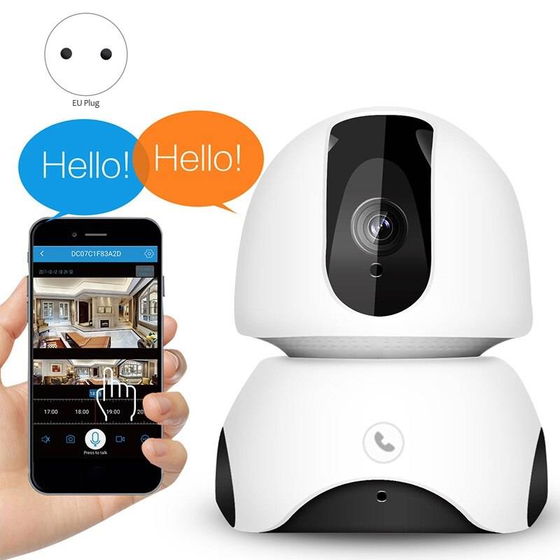 360 graders babymonitor 1080p hd wifi inomhuskamera med ett klick-samtalsfunktion (eu-kontakt)