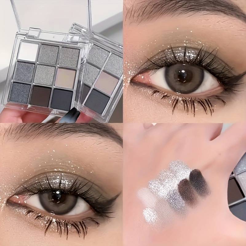 TEMU Smoked 9-color Glaze Eyeshadow Palette, Pearlescent And Matte End, Waterproof And Sweatproof, Long-lasting Non-fading Eyeshadow Palette