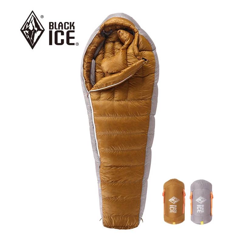 Black Ice Z series Winter Camping 95% Goose Down Sleeping Bag 800FP 10D Nylon Water resistant Mummy Ultra Warm Sleeping Bags