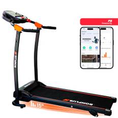 Bonplus BP | Vikbart löpband | Hastighet 12 km/h | 3 lutningsnivåer | LCD-skärm | mobilstativ | USB | MP3-port | 2 flaskhållare | MAX vikt 100 kg