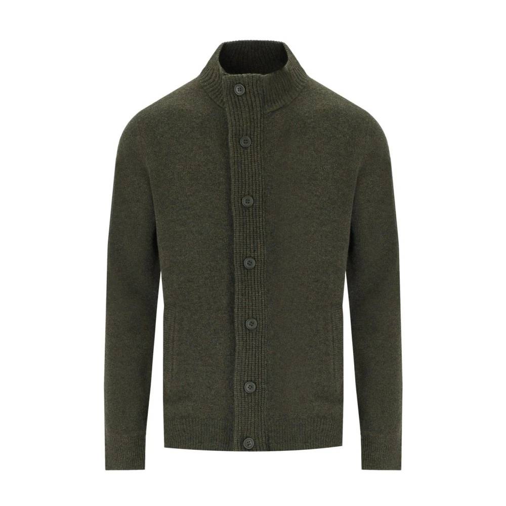 Barbour Essential Elbow-Patch Cardigan - Strik - Herre - Grøn - L - Uld