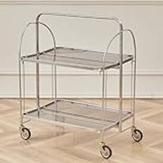 Mesa auxiliar plegable móvil, mesa de café de vidrio, mesa auxiliar, mesa de café de metal, carrito con almacenamiento, mesa de café con ruedas, para cocina del hogar, entrada, sala de estar, comedo