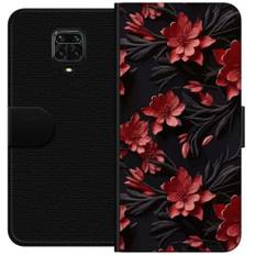 Xiaomi Redmi Note 9 Pro Sort Tegnebogsetui Intensiva blommor