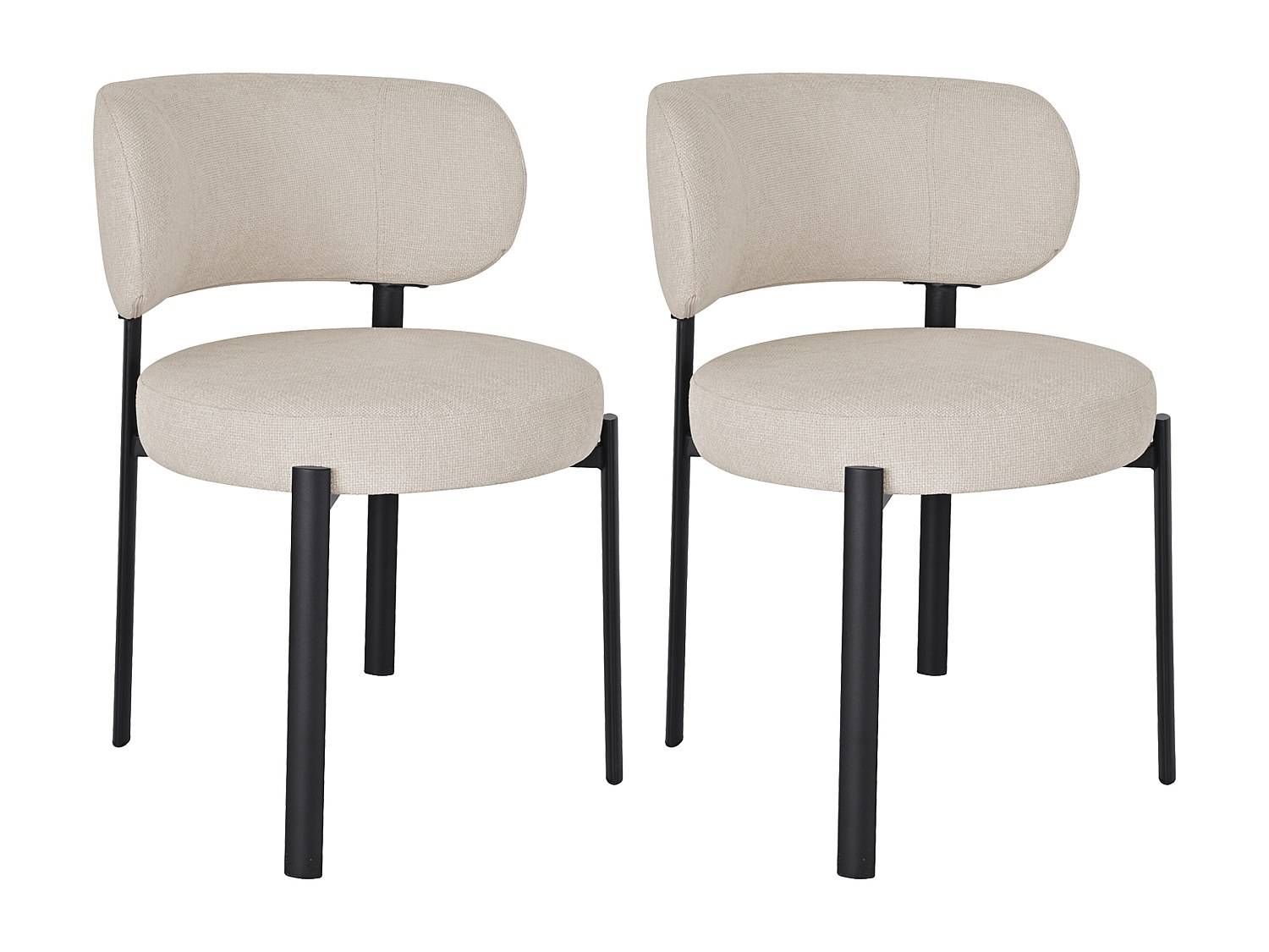 Set med 2 stolar i texturerat tyg och svart metall - Beige - ASILOVA