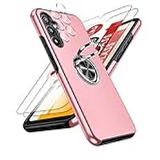 LeYi Skal för Samsung Galaxy A34 5G/A 34 med 2× Kameralinsskydd 2× Härdat glas, Hölje med 360 graders Metallisk Hård PC Silikon Stötsäker Case för Samsung A34, Rosa