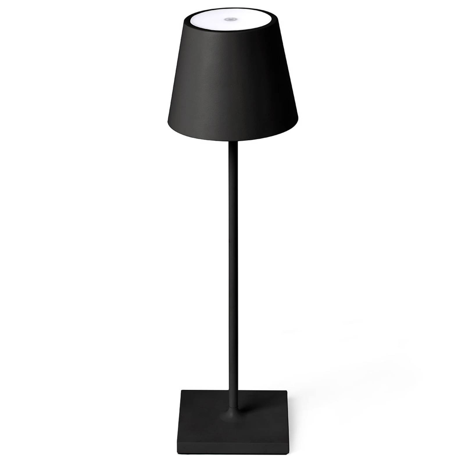FARO BARCELONA LED-bordslampa Toc med USB-laddare, IP54, svart Toc, dimbar, Svart, Aluminium / grå / zink, Modern