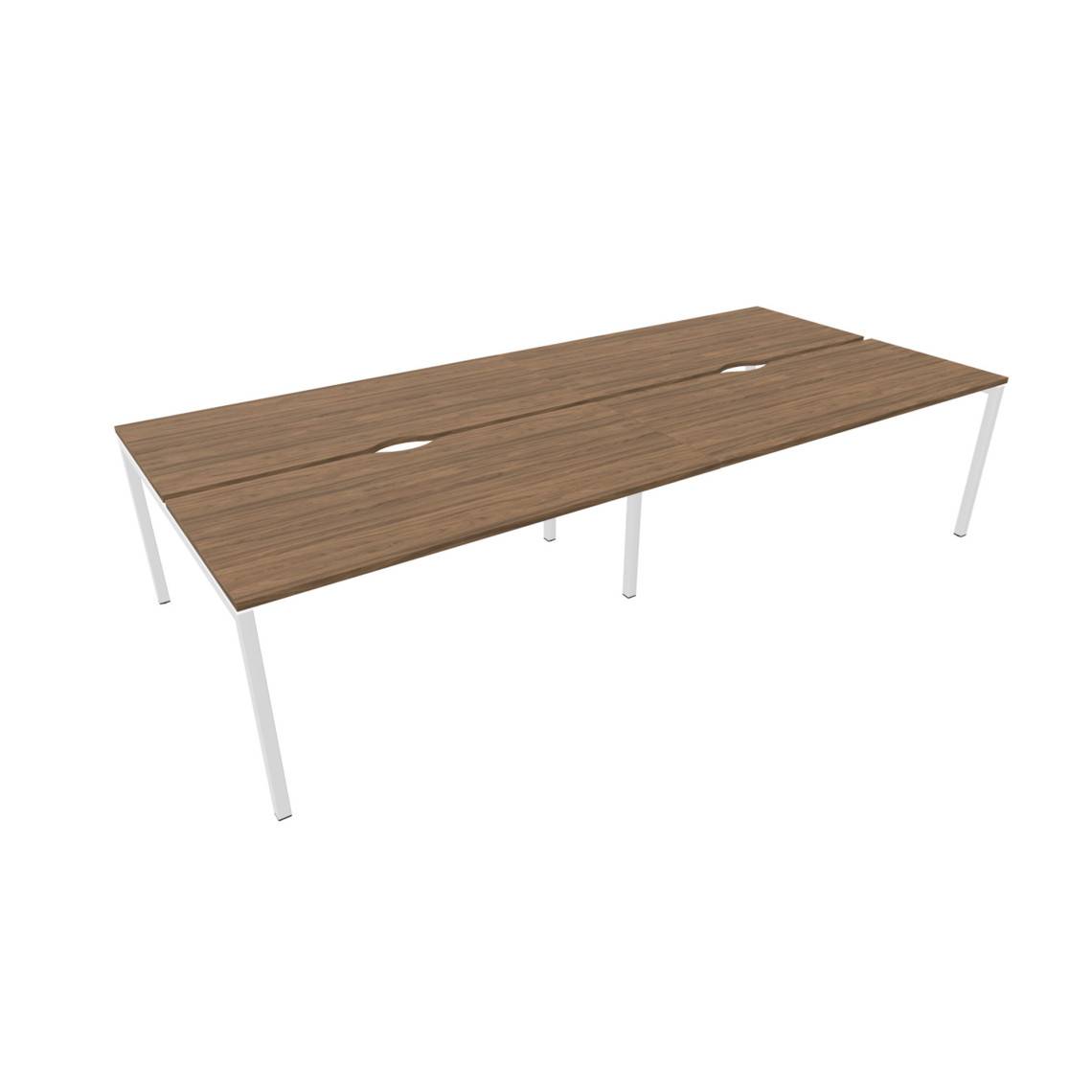 Skrivbord Nova U - För 4 personer, Utförande White / Walnut, Storlek 320 cm