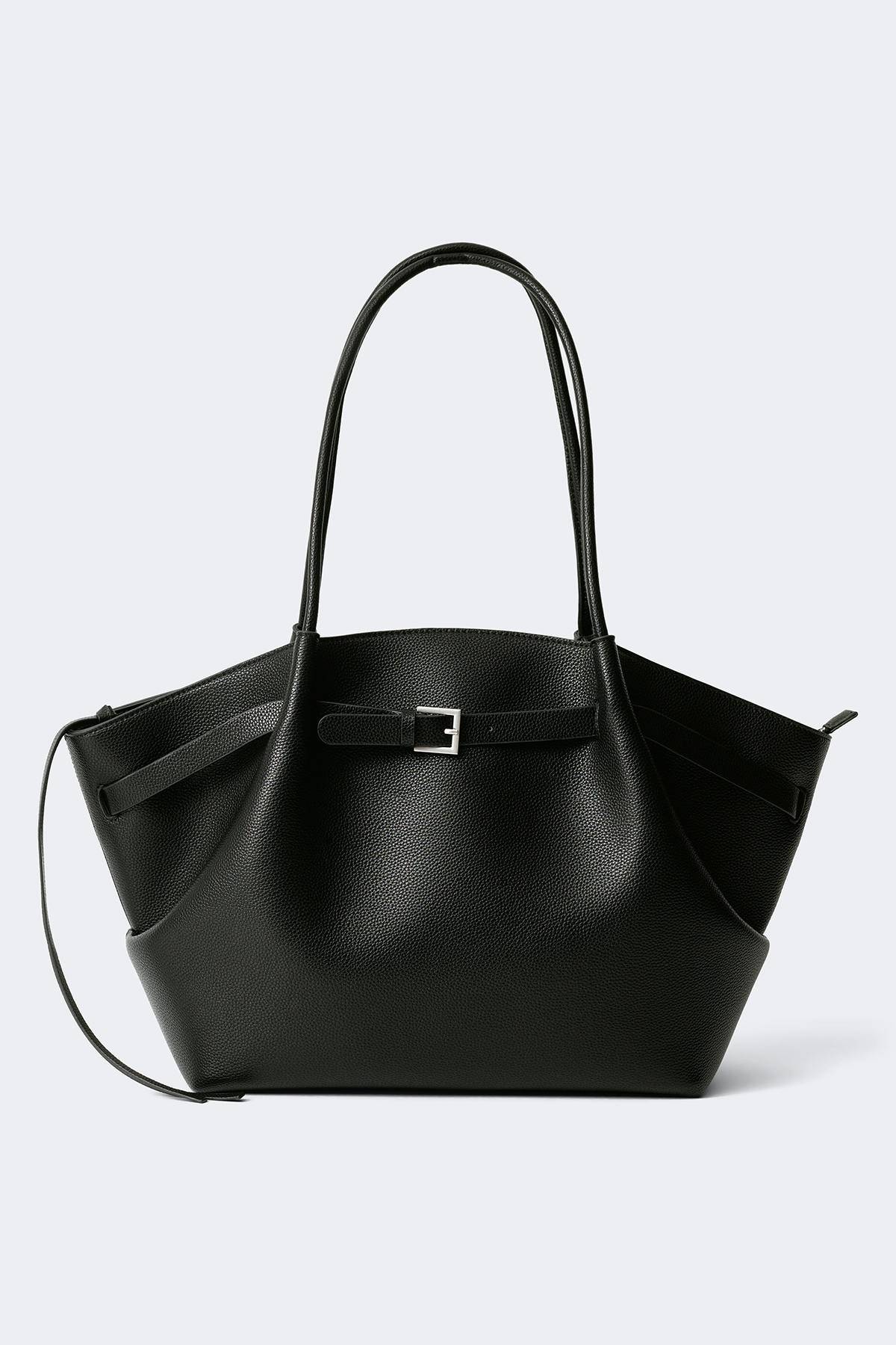 Gina Tricot-Large fold detail bag-Skuldertasker-Sort-ONESIZE-Dame