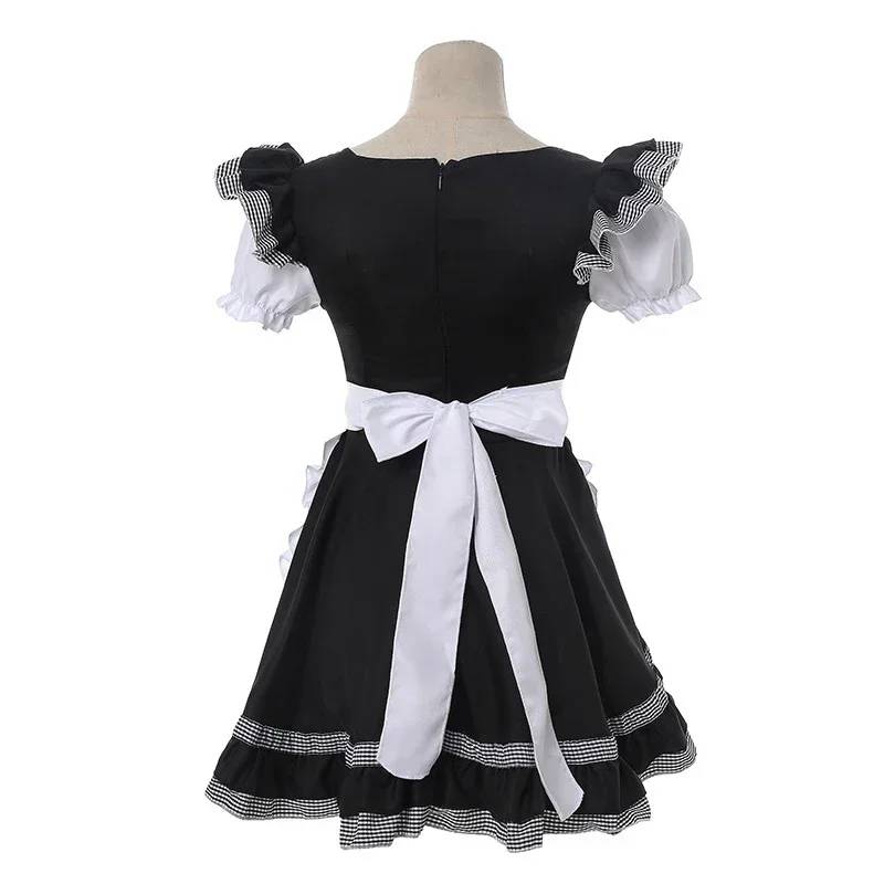 Sexy Maid Cosplay Costumes Anime Sweet Cat  Skirt Black White Pink Cute Lolita Dress Carnival Party Apron Waitress Outfits