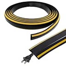 XMSZQU Kabelkanal svart självhäftande, 400 cm golv kabelkanal halvcirkelformad, kabelorganisatör, flexibel PVC kabelskyddsslang, modulär tillverkad botten slangbro för hem, kontor, skola, lager