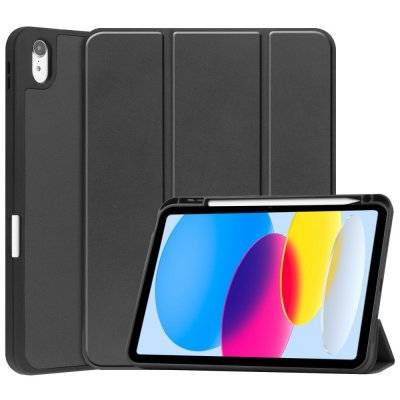 iPad 10.9 10th Gen (2022) Fodral Tri-Fold Med Pencil-hållare Svart
