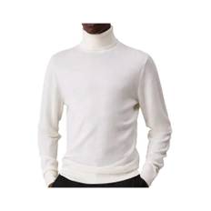 Calvin Klein, Strik, Herre, Hvid, M, Uld, Merino Uld Rullekrave Pullover