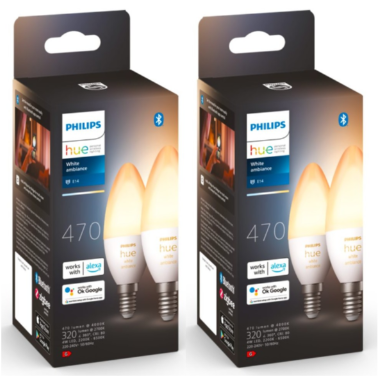 Philips Hue - 2x E14 2-pak Pære - White Ambiance - Pakke - Fri fragt og klar til levering - Prismatch
