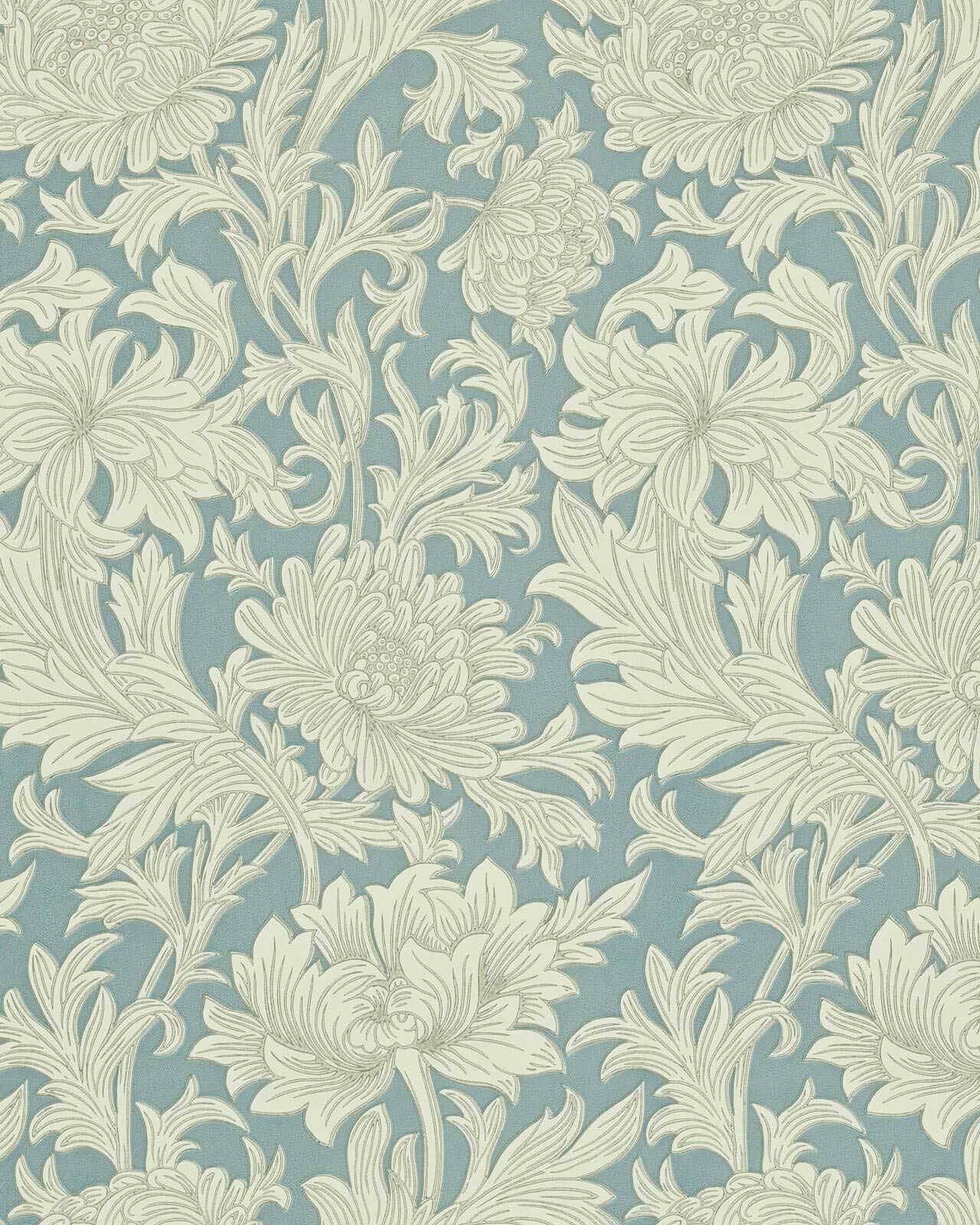 William Morris & Co. Tapet - Chrysanthemum Toile China Blue/Cream