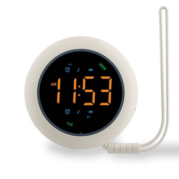 portabel vibrerande väckarklocka med 3 vibrationsnivåer för resa, dubbla alarm, USB-laddning och 2.05 inch skärm, snooze, musik och batteriindikator