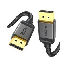 Silkland DisplayPort Kabel 2.1/2.0 7.5M, stöder 4K@240Hz/165Hz/144Hz, 2K@360Hz/240Hz, 8K@120Hz, 40Gbps, HDR, DSC 1.2a, G-Sync & Free-Sync, DP Kabel för Monitor, Graphics Card