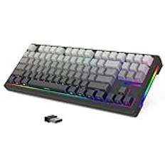LexonElec x ATTACK SHARK M87 75% Trådlöst Speltangentbord, BT5.0/2.4G/Trådbundet, 27 RGB Backlit, Hot-swap Mekaniskt Tangentbord Med Linjär Switch, QWERTY 87 Nycklar Side Print Gradient Keycap-Svart