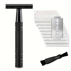 TEMU Double Edge Safety Razor, Classic Single Blade Men's Shaving Razor With 10 Double Edge Safety Blades, Single Blade Razor, Reusable Travel Essential Razor