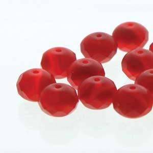 Czech Firepolish Donut - Red 2-tone Matte 4x7mm, 1 strand