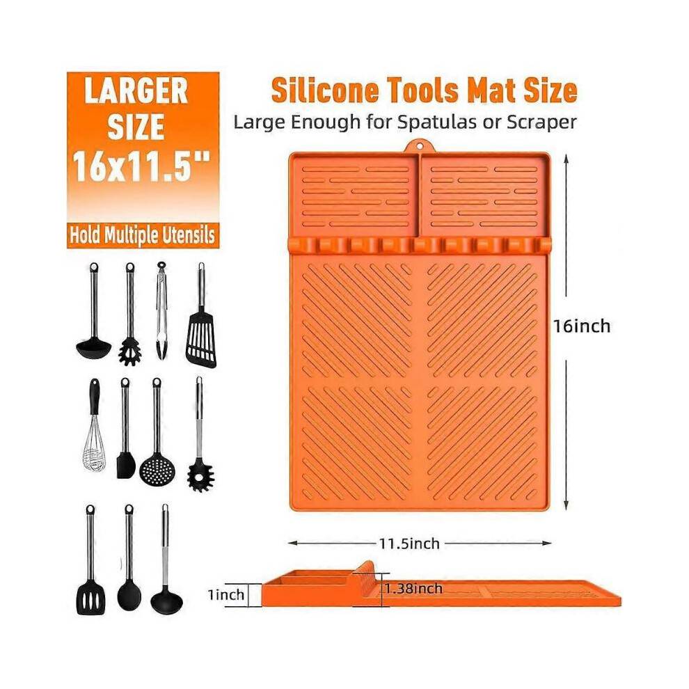 (Large Orange) Durable 16x11.5" Silicone Grill Mat for Blackstone Grill,Silicone Grill Mat