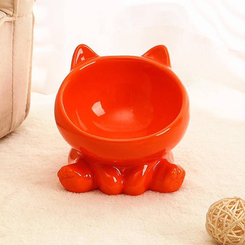 Cat Bowl Integrated Ceramic Diagonal High Feet Adorable Protection Cervical Spine Dog Bowl Drinking Cat Bowl Against Black Chin