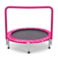 92 cm barnstudsmatta, ministudsmatta med handtag, hopfällbar studsmatta, lastkapacitet upp till 150 kg, rosa + svart