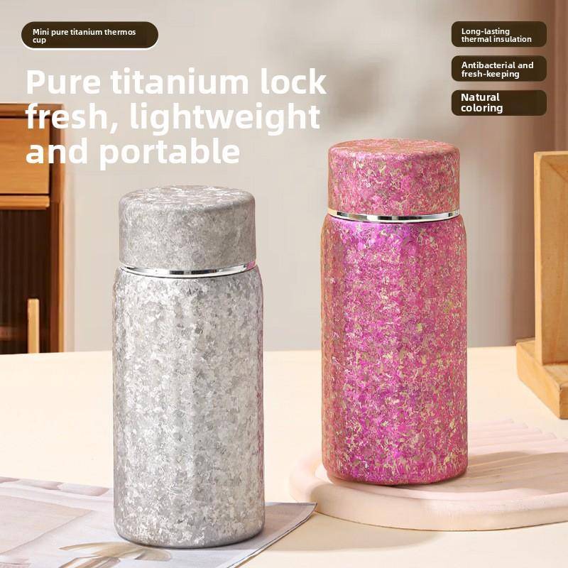 Pure titanium double-layer insulated cup - Car-mounted outdoor sports couple's drinking cup - Business insulated thermos flask