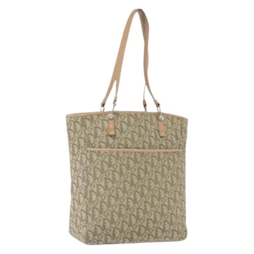 Dior Vintage Pre-owned Trotter Canvas Tote Bag - Vintage - Dame - Grøn - ONE SIZE - Læder