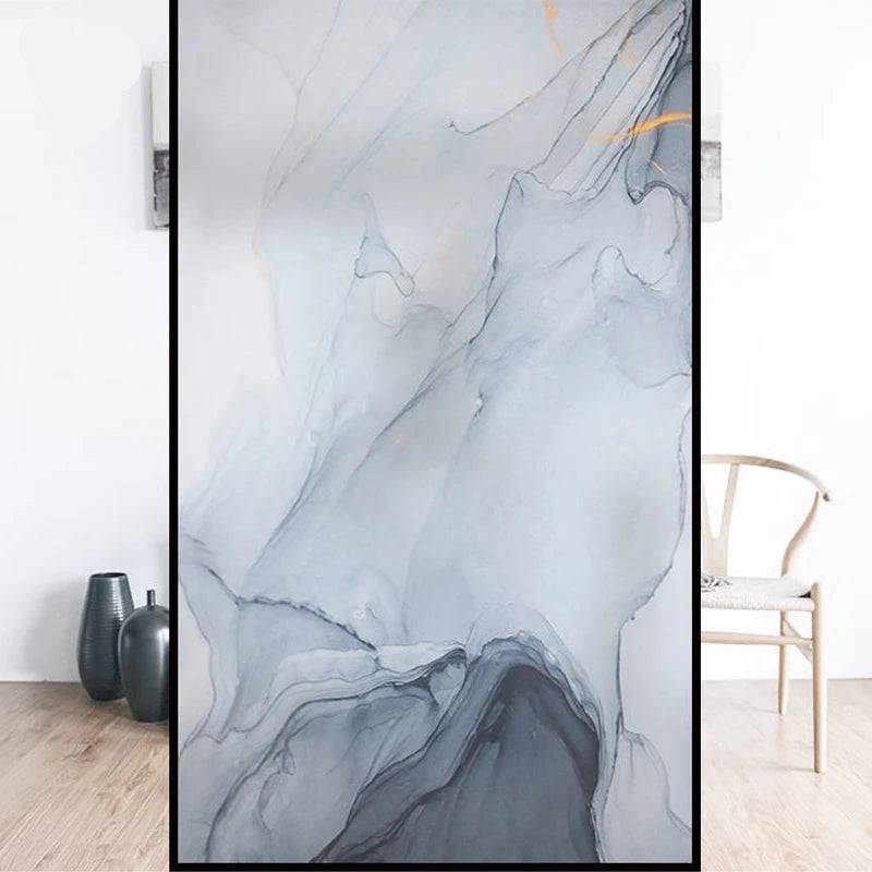 Fönsterfilm med marmormönster i dova nyanser - Grå / 60x120 cm