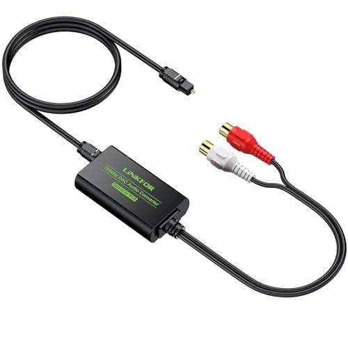 LiNKFOR 192 kHz SPDIF till RCA-omvandlare med chip optisk ljudförstärkare/Toslink till L/R med 3 ft optisk kabel SPDIF till RCA DAC-omvandlare för HDTV Set-Top Box DVD-spelare