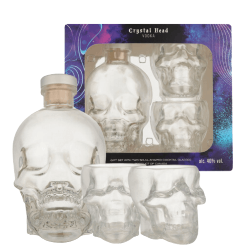 Crystal Head + 2 shot glas.