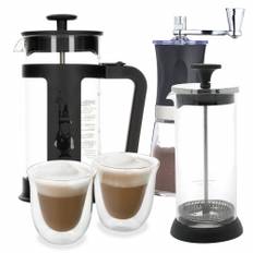 Bialetti Smart 3 Kop. Stempelkande Inkl. Kaffemølle, Mælkeskummer & Glas