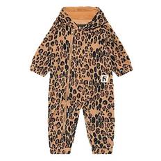 MINI RODINI Leopard Fleece Onesie |Beige |62