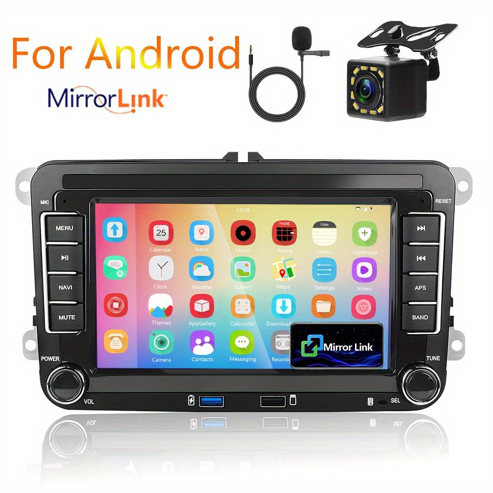 Podofo 1+32g Stereo For Vw For Seat For For For Golf For Tiguan For Altea For Octavia For , Double Din Radio With 7'' Touchscreen Wireless Gps Navigation Wifi Fm Rds Swc Usb Rear Mic