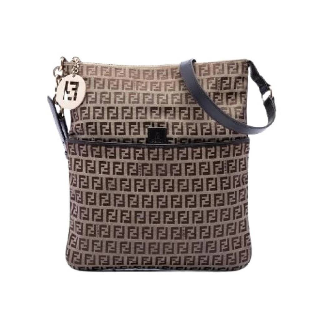 Fendi Vintage Pre-owned Canvas Crossbody Bag - Vintage - Dame - Beige - ONE SIZE - Læder