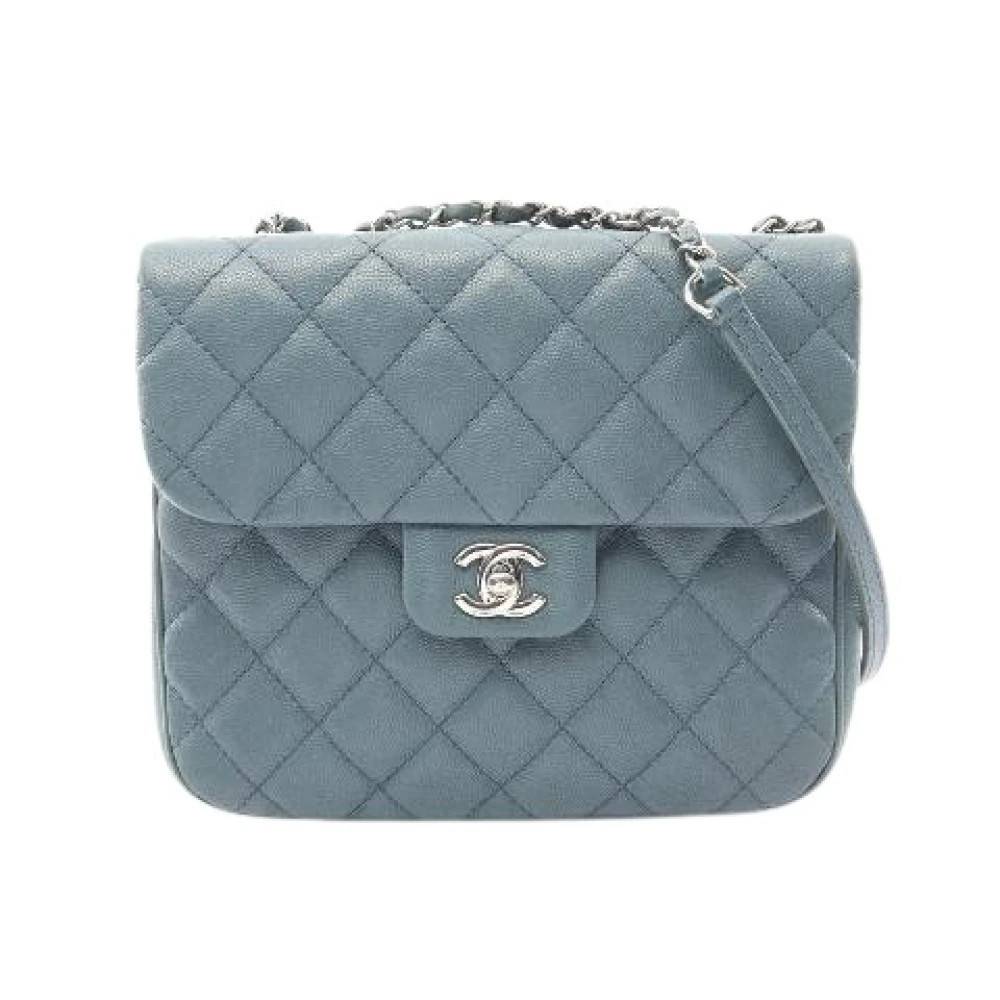 Chanel Vintage Pre-owned Matelasse Grained Calf Shoulder Bag - Vintage - Dame - Blå - ONE SIZE - Uld