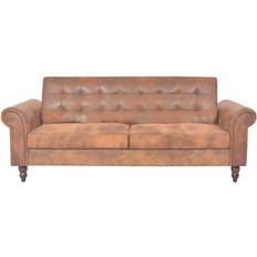 Bäddsoffa med armstöd konstläder vardagsrum bäddsoffa Chesterfield look brun