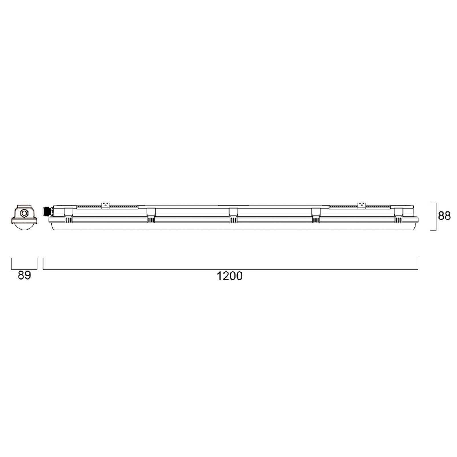 Sylvania LED-sensorarmatur til badekar RESISTO, grå, 120 cm, 34 W, 840, IP66 RESISTO, Aluminium/grå/zink, Plast