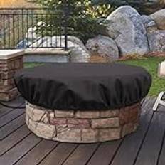 Fire Pit Cover, Heavy Duty Vattentät 600D Oxford Duk Rund Gas Fire Pit Bordsöverdrag, Passar 32 40 56 Tum Fire Pit för Camping Utomhus Patio Firepit Bord (81,3x10,16cm/32x4tum)