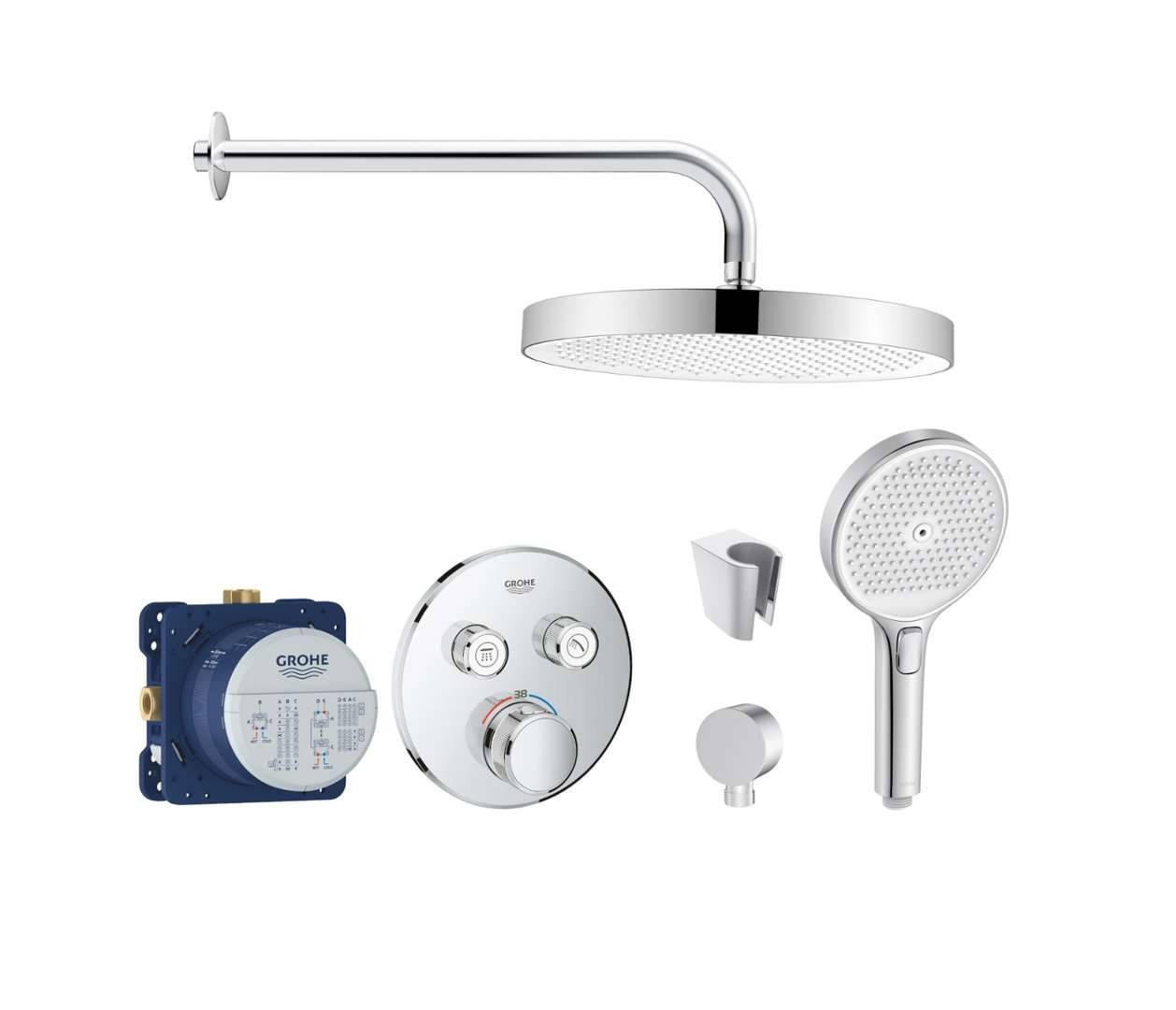 SANITINO - Duschset med termostat och dold kropp Grohe, tillbehör kielle, krom SANI21GKK001