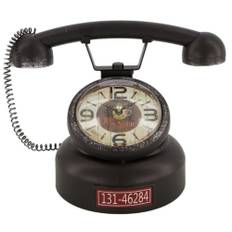 Tischuhr Retro Nostalgie Telefon Antik-Stil Uhr Altes Telefon Vintage Schwarz