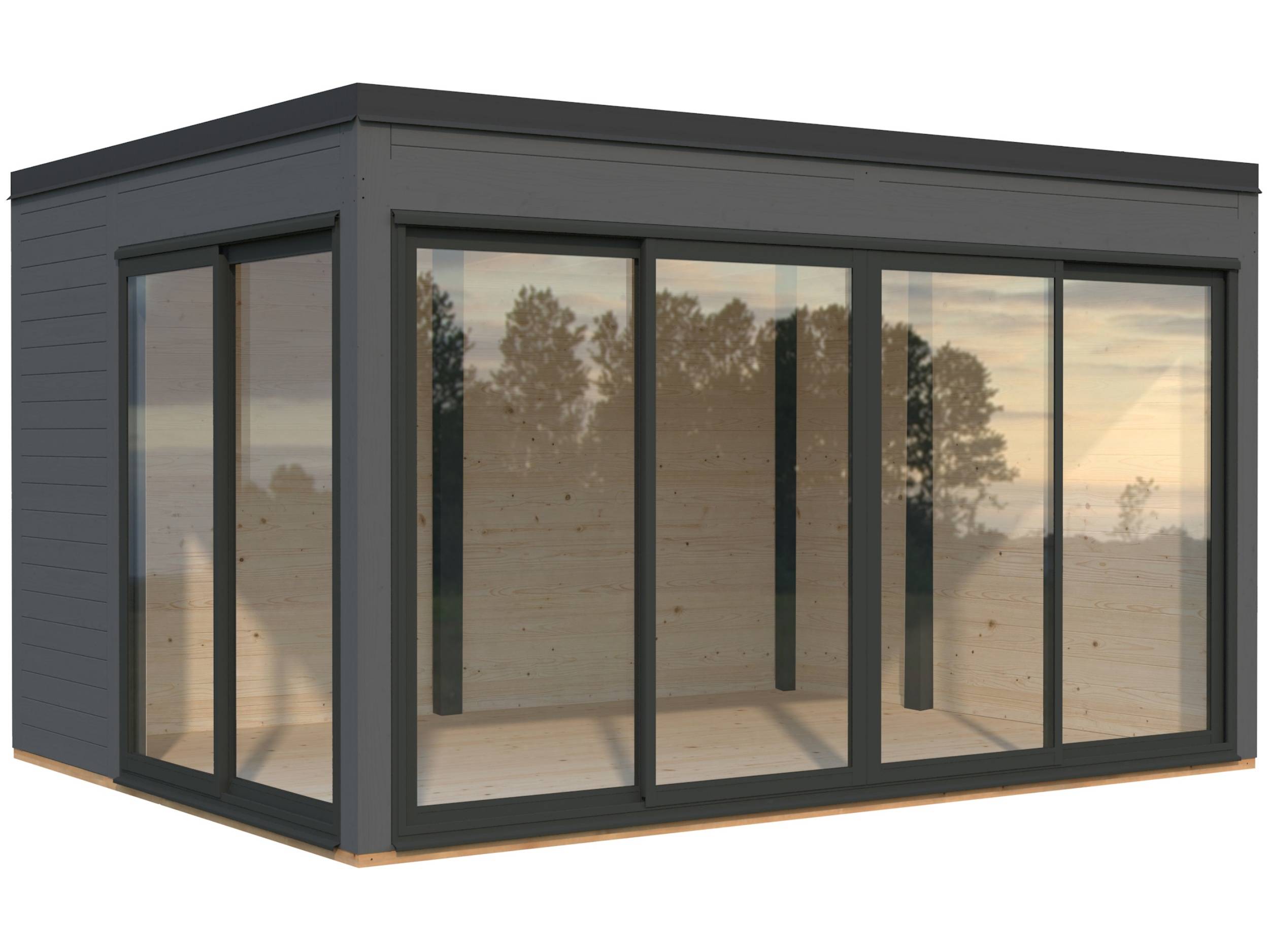 Anneks m/skydedør, Serena 1, 12,6 m², mørkegrå