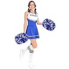 GEFIRE Pom poms cheerleading 2 stycken cheerleader pom poms sportkader cheerleader pom poms metalliska cheerleader poms cheerleading pom poms sportspel lagande (blått silver)