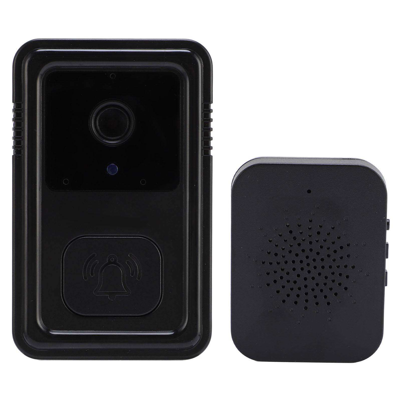 AI Ringklockakamera Trådlös Huvud till Tå-vy Intelligent Paketdetektion 2.4G WiFi Video Ringklocka svart