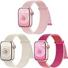 PIOWNN 3 stycken nylonarmband kompatibla med Apple Watch-armband, 41 mm, 40 mm, 38 mm, 42 mm, 44 mm, 45 mm, 46 mm, 49 mm, kvinnor, och män, kardborreband, sportloop, armband för iWatch SE Series 10 9