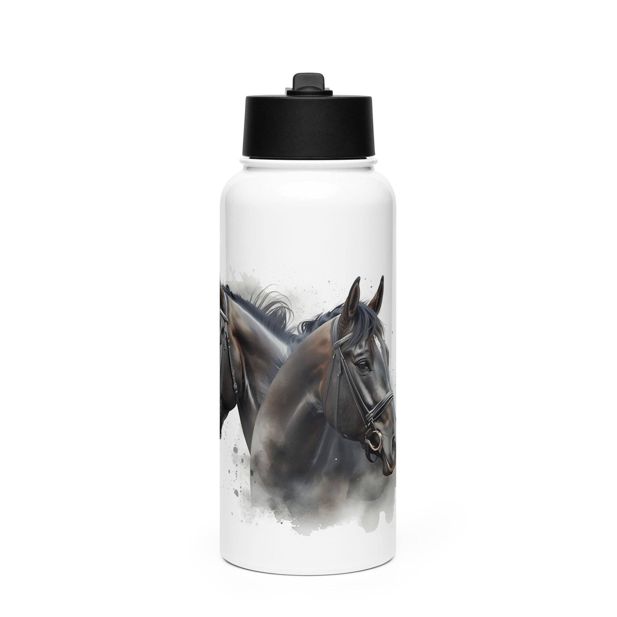Stainless steel water bottle with a straw lid
