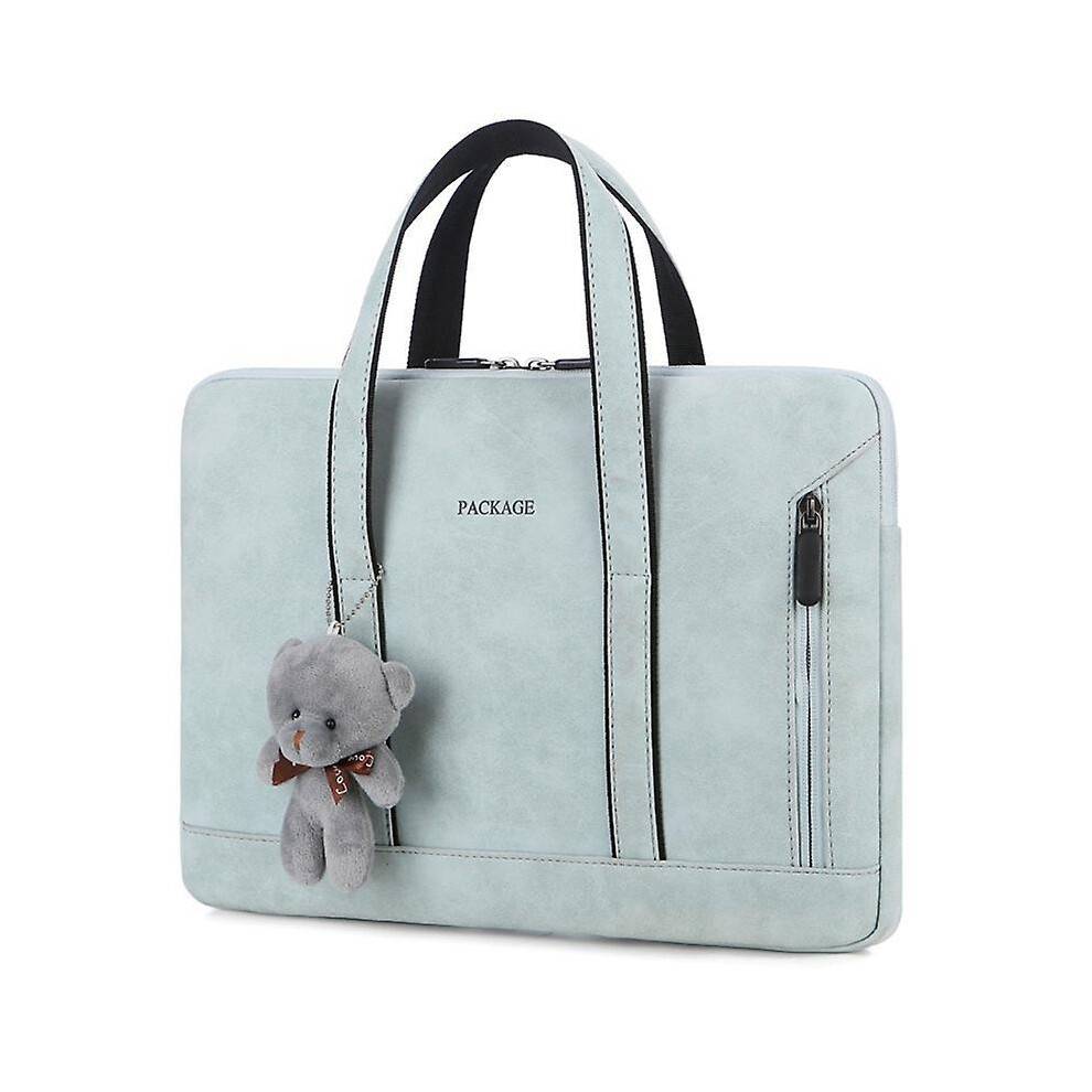 (15.6, Light blue) Fashionable Laptop Bag Women Portable Briefcase Waterproof Computer Sleeve Case