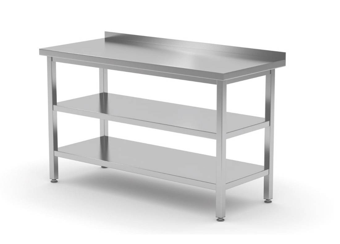 Rostfri arbetsbänk med 3 hyllor 70-200 cm - 150x70x85 cm (150x70x85 cm)